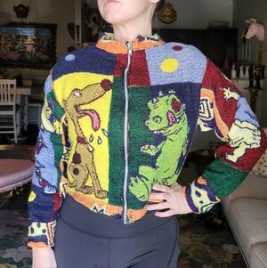 rugrats vintage tapestry blanket jacket nickelodeon zip up spike chucky reptar